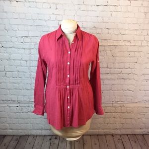 LRL Lauren Jeans Co Dusty Red Tab Sleeve Button up Medium